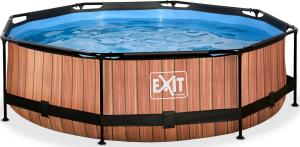 Exit Exit Toys Wood Pool, Frame Pool 300x76cm, swimming pool (brown, with filter pump) 1