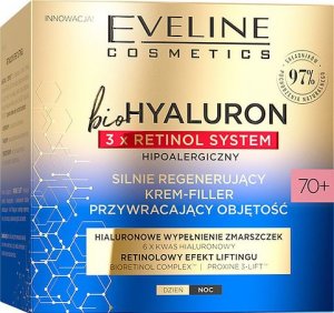 Eveline bioHYALURON 3xRetinol System 70+ Silnie regenerujący Krem-Filler przywracający objętość 50ml 1