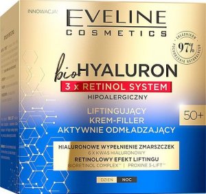 Eveline bioHYALURON 3xRetinol System 50+ Liftingujący Krem-Filler aktywnie odmładzający 50ml 1