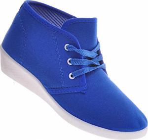 Pantofelek24 Wiązane niebieskie tenisówki na koturnie /C2-3 11145 S197/ 39 3