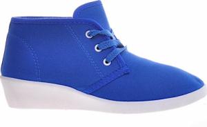 Pantofelek24 Wiązane niebieskie tenisówki na koturnie /C2-3 11145 S197/ 39 4