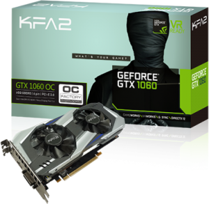 Karta graficzna KFA2 GeForce GTX1060 OC 6GB GDDR5 (192 Bit) DVI, HDMI, DP, Retail (60NRH7DSL9OK) 1