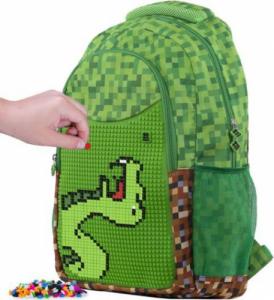 PIXIE Plecak Szkolny z Dwiema Kieszeniami, PIXIE CREW, Zielona Kratka, Zielony Panel 3