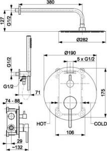 Zestaw prysznicowy KFA MOZA Zestaw Natryskowy Podtynkowy Z Baterią 3 Funkcyjną, Złoty Szczotkowany PVD (5039-501-31) 6
