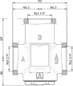 Afriso Zawór temperaturowy ATV 554, DN32, Rp1 1/4", kvs 9, 50°C 2