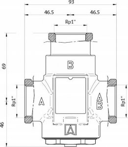 Afriso Zawór temperaturowy ATV 335, DN25, Rp1", kvs 9, 55°C 2