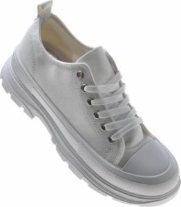Pantofelek24 Białe damskie trampki creepersy /B2-3 7416 S393/ 41 1