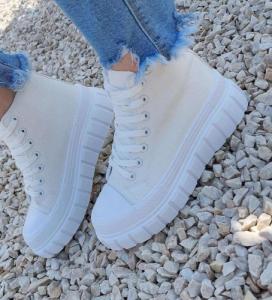 Pantofelek24 Mega modne damskie trampki Białe /G1-2 9142 S495/ 37 3