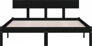 vidaXL Rama łóżka, czarna, lite drewno sosnowe, 150x200 cm, UK King 4