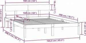 vidaXL Rama łóżka, lite drewno sosnowe, 160 x 200 cm 9