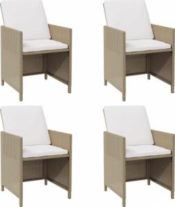 vidaXL vidaXL Krzesła ogrodowe z poduszkami, 4 szt., polirattan, beżowe 2