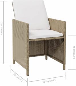 vidaXL vidaXL Krzesła ogrodowe z poduszkami, 4 szt., polirattan, beżowe 10