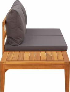 vidaXL Ławka ogrodowa ze stolikiem, szare poduszki, drewno akacjowe 3