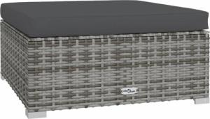 vidaXL vidaXL Podnóżek ogrodowy z poduszką, szary, 70x70x30 cm, polirattan 2