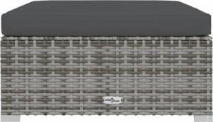 vidaXL vidaXL Podnóżek ogrodowy z poduszką, szary, 70x70x30 cm, polirattan 3