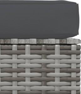 vidaXL vidaXL Podnóżek ogrodowy z poduszką, szary, 70x70x30 cm, polirattan 4