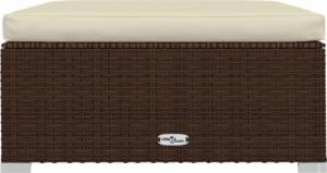 vidaXL vidaXL Podnóżek ogrodowy, z poduszką, 70x70x30 cm, polirattan, brązowy 3