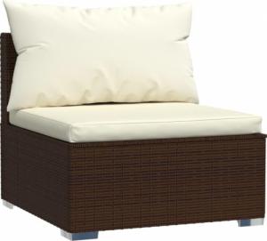 vidaXL vidaXL Środkowy moduł sofy ogrodowej z poduszkami, rattan PE, brązowy 2