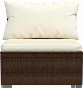 vidaXL vidaXL Środkowy moduł sofy ogrodowej z poduszkami, rattan PE, brązowy 4