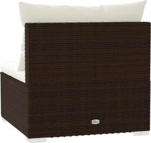 vidaXL vidaXL Środkowy moduł sofy ogrodowej z poduszkami, rattan PE, brązowy 5