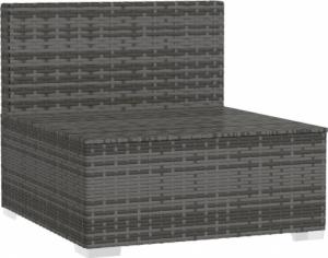 vidaXL vidaXL Środkowy moduł sofy ogrodowej z poduszkami, rattan PE, szary 3