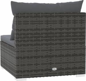 vidaXL vidaXL Środkowy moduł sofy ogrodowej z poduszkami, rattan PE, szary 5