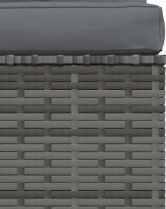 vidaXL vidaXL Środkowy moduł sofy ogrodowej z poduszkami, rattan PE, szary 6
