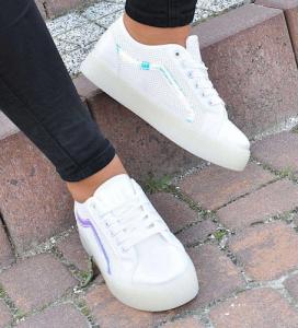 Pantofelek24 Białe trampki creepersy na platformie /E3-2 9357 S198/ 37 1