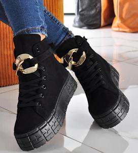 Pantofelek24 Creepersy damskie jak botki Czarne /E9-2 10143 S491/ 37 1