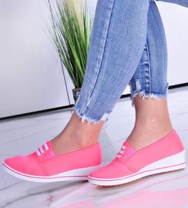 Pantofelek24 Pomarańczowe tenisówki damskie na niskim koturnie /E6-2 8019 S192/ 37 1