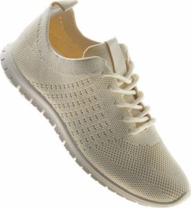 Pantofelek24 Elastyczne damskie buty sportowe Beżowe /F9-2 8166 S303/ 40 1
