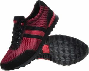 Pantofelek24 Polskie sportowe buty męskie z naturalnej skóry Bordowe /E3-2 5 606 S806/ 41 5