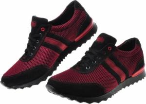 Pantofelek24 Polskie sportowe buty męskie z naturalnej skóry Bordowe /E3-2 5 606 S806/ 41 6