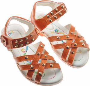Pantofelek24 Pomarańczowe dziewczęce sandały paseczki /E2-2 9093 S096/ 26 2
