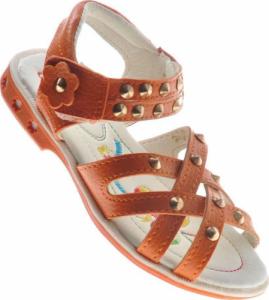 Pantofelek24 Pomarańczowe dziewczęce sandały paseczki /E2-2 9093 S096/ 26 3