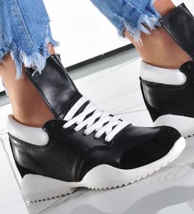 Pantofelek24 Czarne sneakersy na niskim koturnie /B2-3 9721 S190/ 36 2