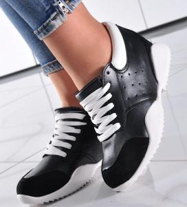 Pantofelek24 Czarne sneakersy na niskim koturnie /B2-3 9721 S190/ 36 3