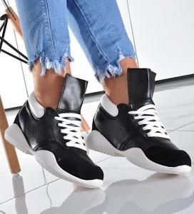 Pantofelek24 Czarne sneakersy na niskim koturnie /B2-3 9721 S190/ 36 4