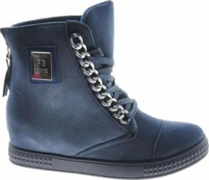 Pantofelek24 Granatowe trampki sneakersy na koturnie /D2-2 8004 S491/ 41 1