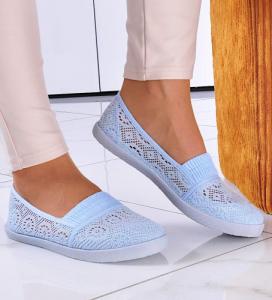 Pantofelek24 Przewiewne tenisówki slip on z koronki BŁĘKITNE /D2-2 1935 S191/ 37 1