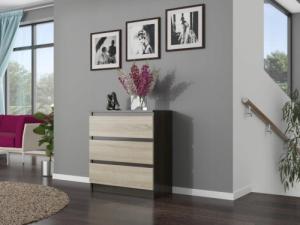 Mobene KOMODA SZAFKA 3 SZUFLADY WENGE MIX Sonoma R-3 MOBENE 2