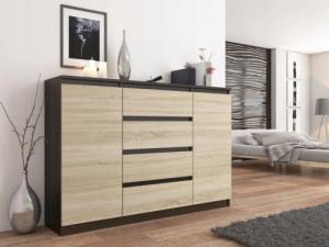 Mobene KOMODA 140CM SZAFKA 4 SZUFLADY 2 PKI WENGE MIX SONOMA R140S4 2