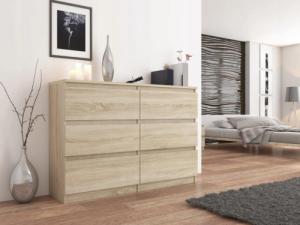 Mobene KOMODA 140 CM SONOMA SZAFKA 6 SZUFLAD PRODUCENT PL R-140 2