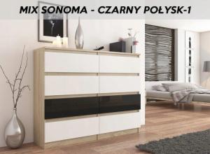 Mobene NOWOCZESNA KOMODA 140CM SZAFKA 8 SZUFLAD SONOMA MIX POŁYSK PL R140S8 MOBENE 2