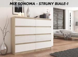 Mobene NOWOCZESNA KOMODA 140CM SZAFKA 8 SZUFLAD SONOMA MIX POŁYSK PL R140S8 MOBENE 4