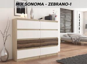 Mobene NOWOCZESNA KOMODA 140CM SZAFKA 8 SZUFLAD SONOMA MIX POŁYSK PL R140S8 MOBENE 7