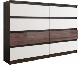 Mobene NOWOCZESNA KOMODA 140CM SZAFKA 8 SZUFLAD WENGE MIX POŁYSK PL R140S8 MOBENE 1