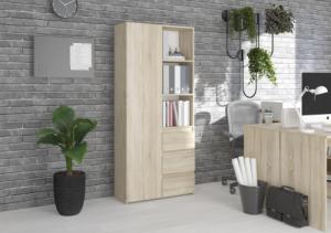 Mobene Mobene REGAŁ KSIĄŻKI BIUROWY 3 SZUFLADY B-80-S3 SONOMA 3