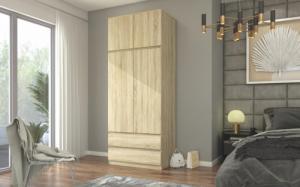 Mobene Mobene Szafa garderoba 90cm 2d 2sz sonoma nadstawka B-9N 3