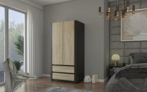 Mobene Mobene Szafa garderoba 90cm 2d 2sz wenge mix sonoma B-20 2